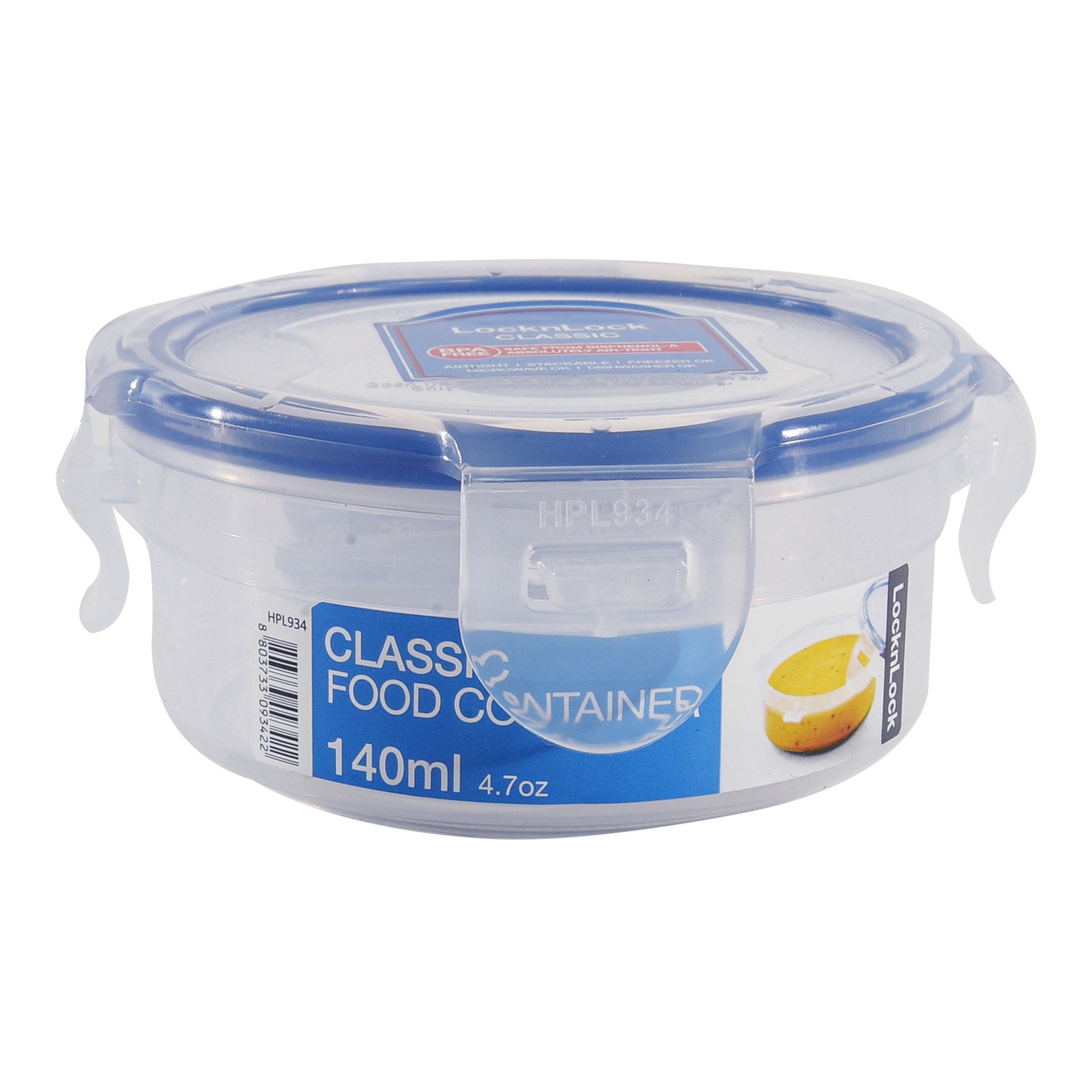 Lock & Lock Round Food Container, 140 ml, Clear, HPL934