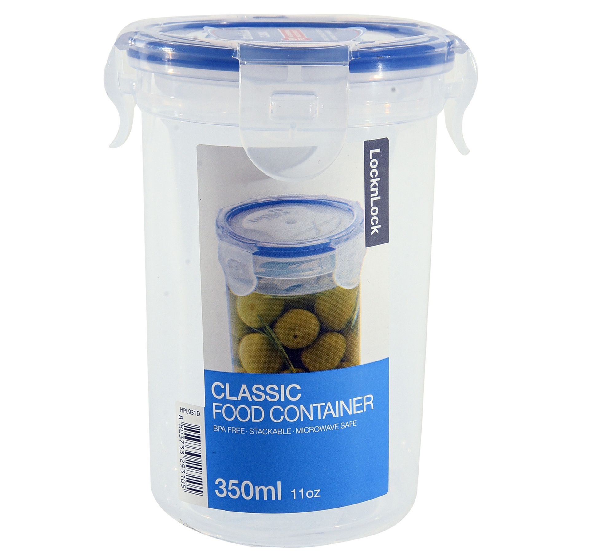 Lock & Lock Round Tall Food Container, 350 ml, Clear, HPL931D