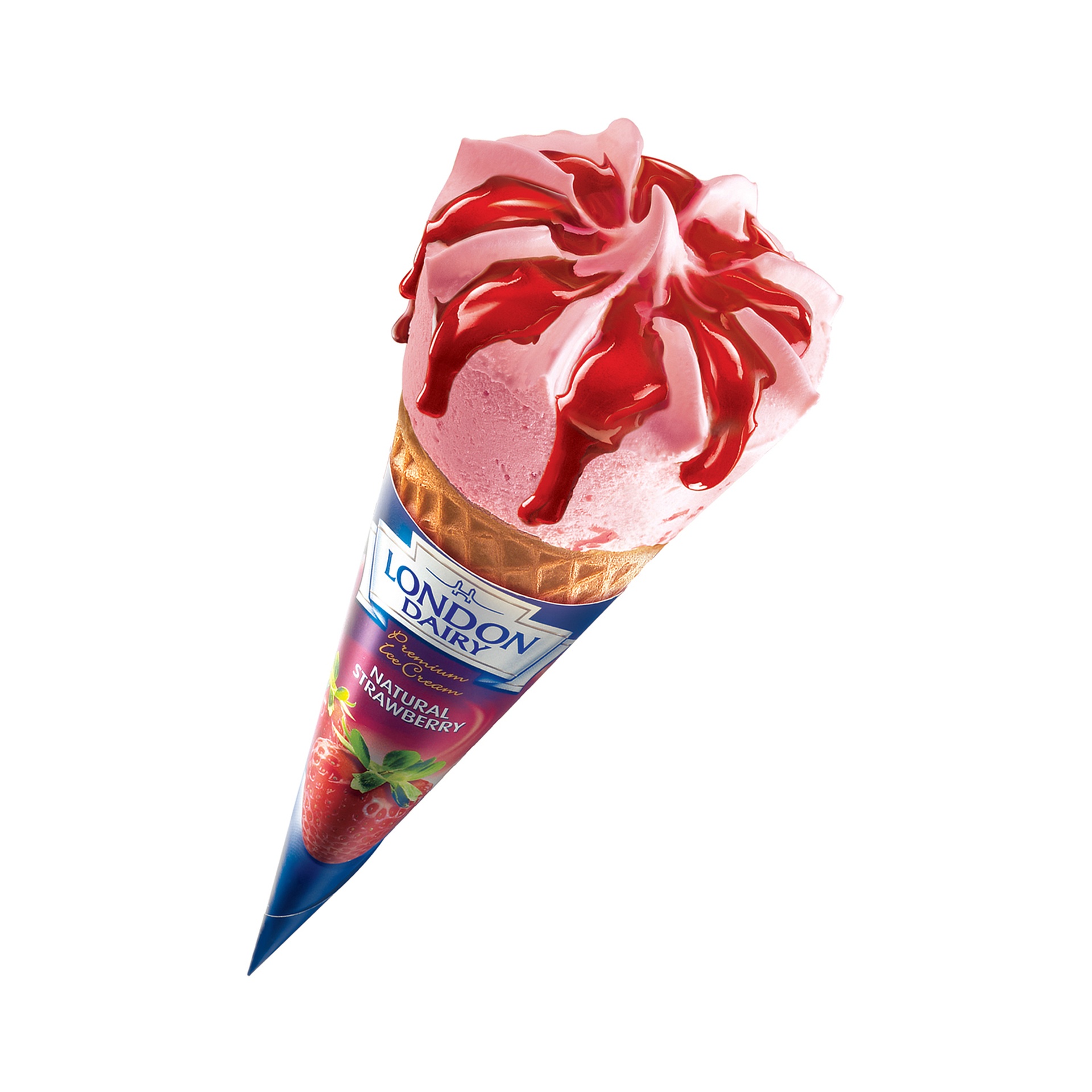 London Dairy Strawberry Ice Cream Cone 120 ml