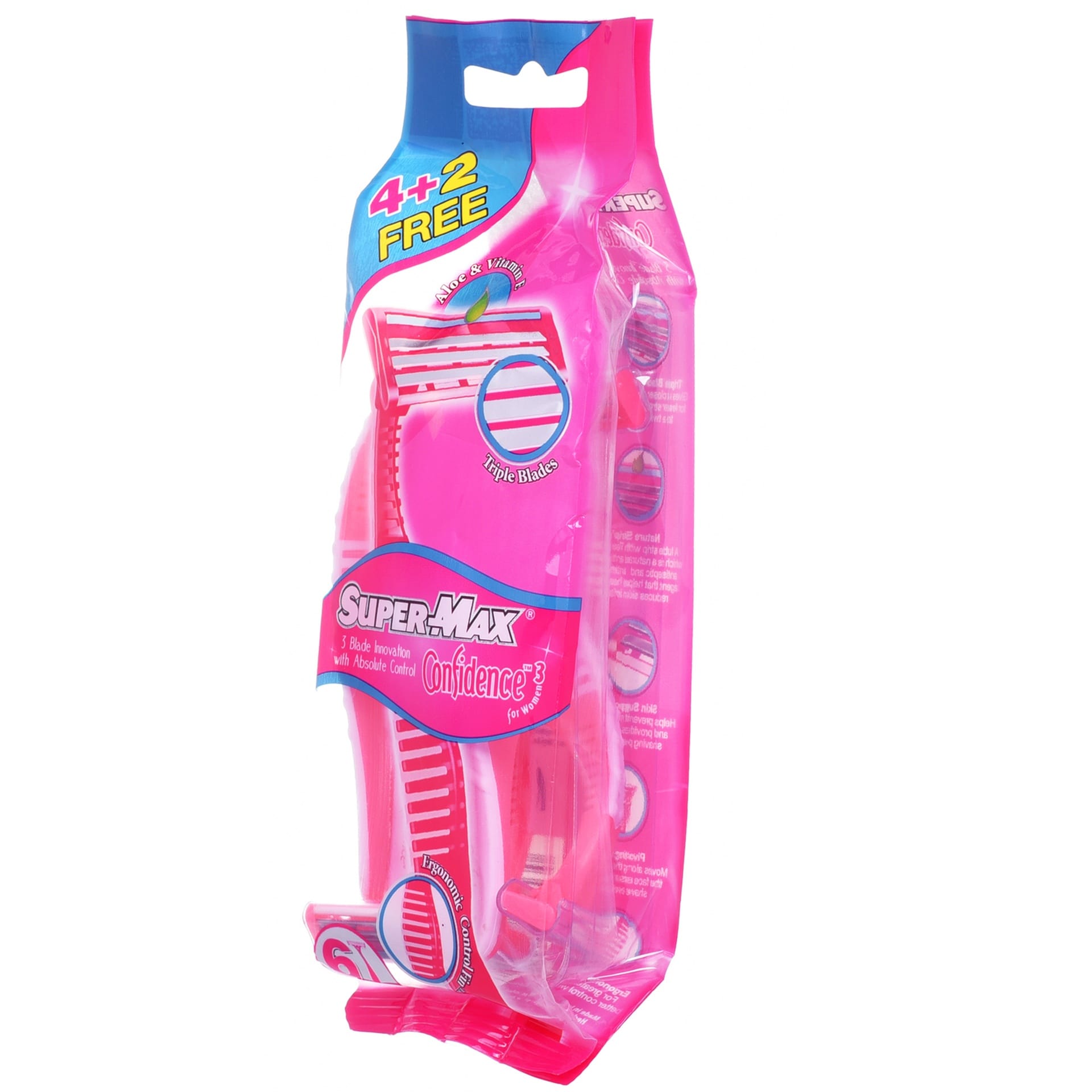 Supermax Women Disposable Triple Blade Confidence Razor 4 pcs
