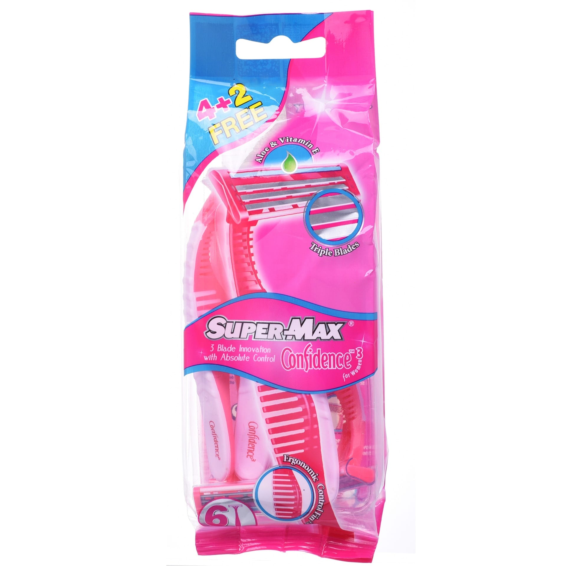 Supermax Women Disposable Triple Blade Confidence Razor 4 pcs