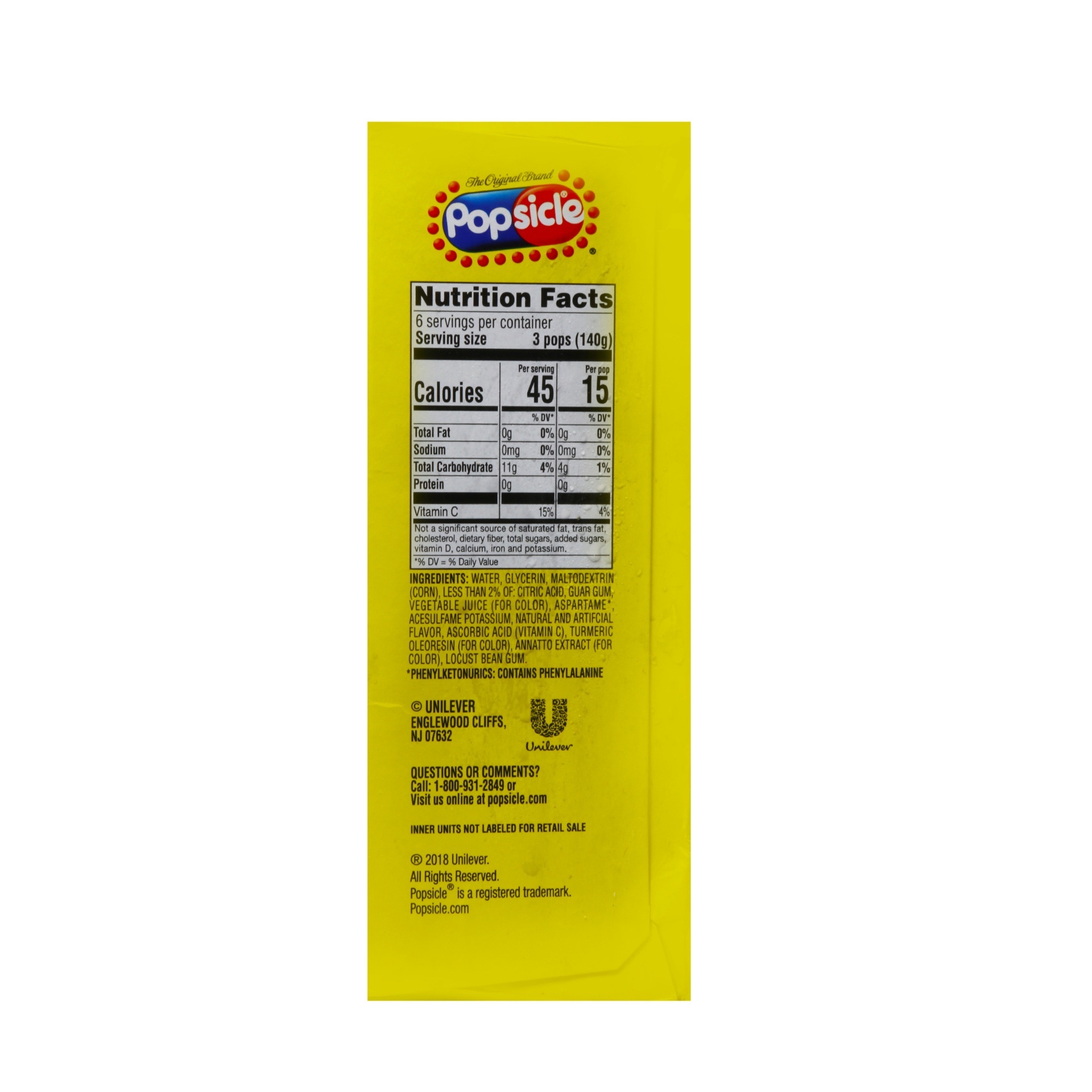 Popsicle Sugar Free Tropicals Ice Pops 878 ml