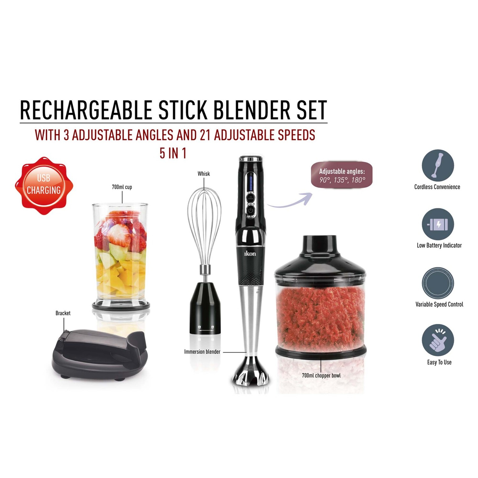 Ikon Cordless Hand Blender, IKCHB6831