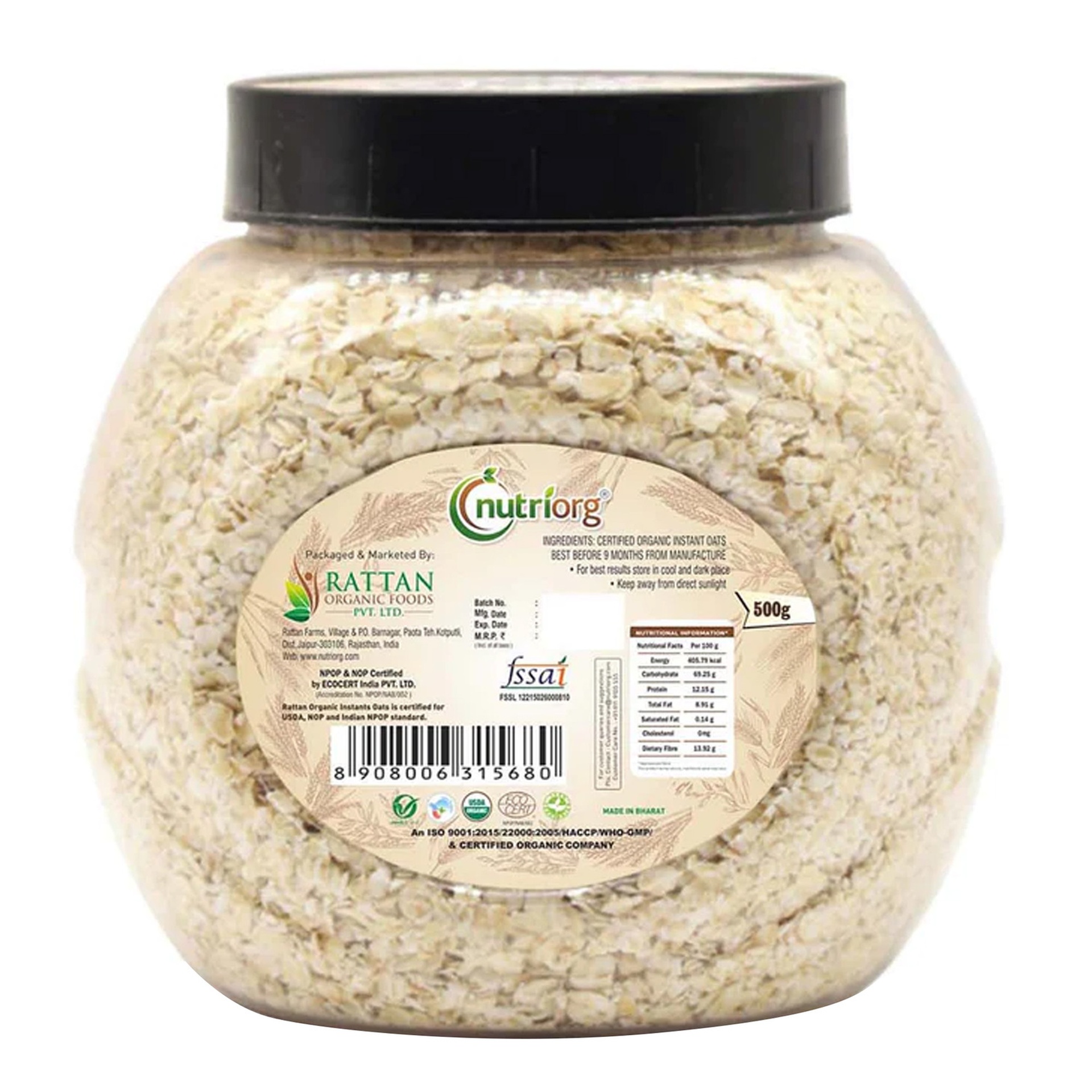 Nutriorg Instant Oats 500 g