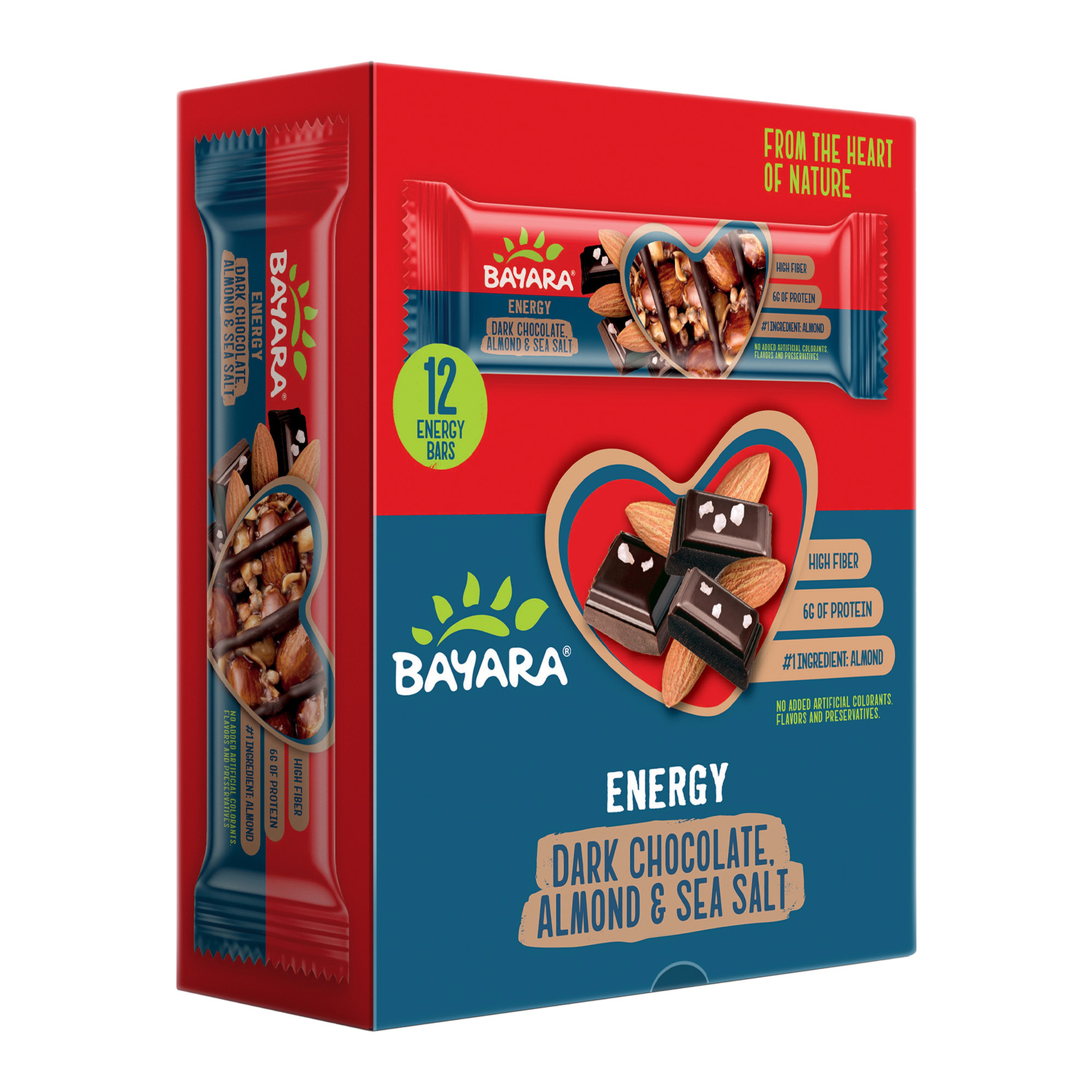 Bayara Dark Chocolate Almond & Sea Salt Energy Bar 12 x 40 g