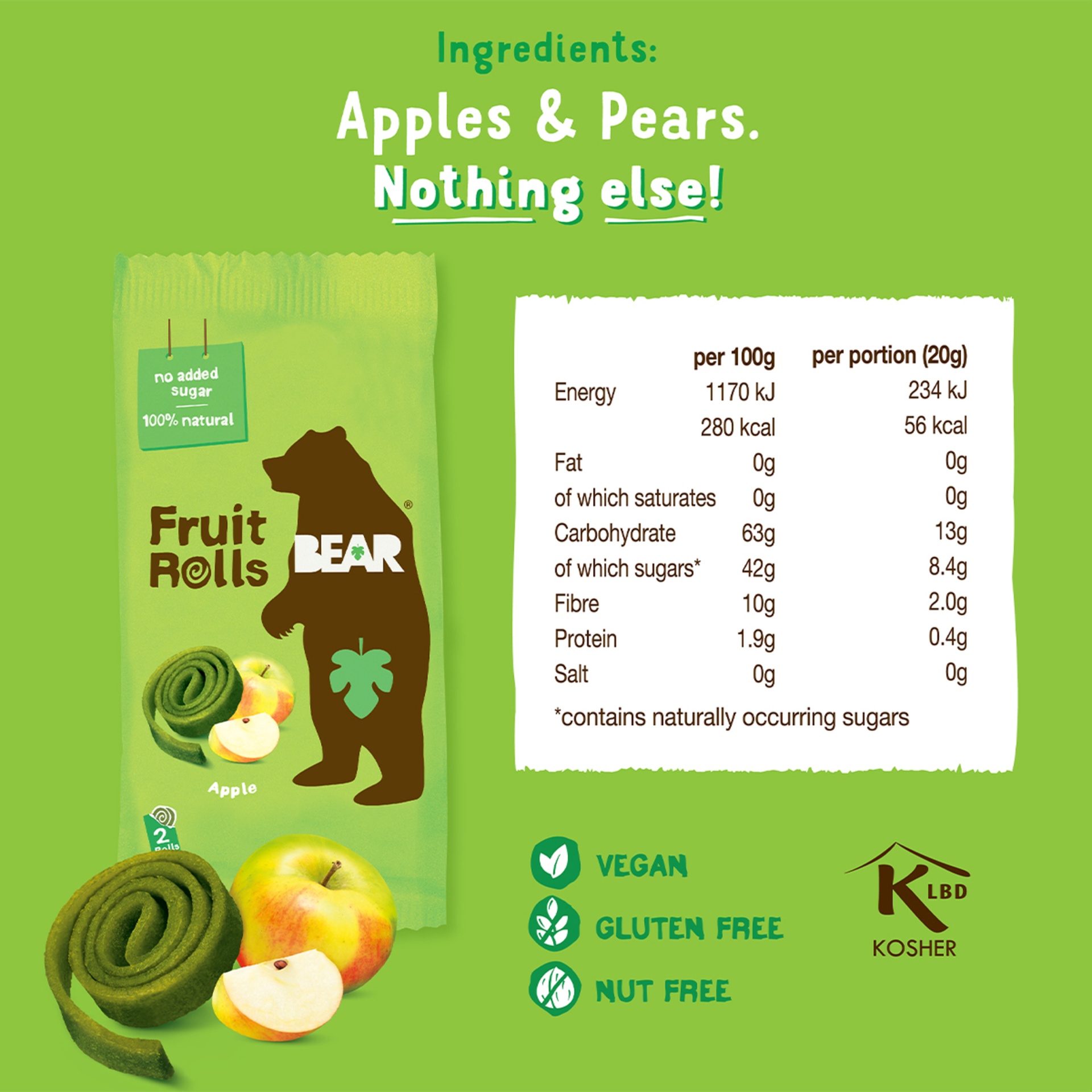 Bear Apple Fruit Rolls 5 x 20 g