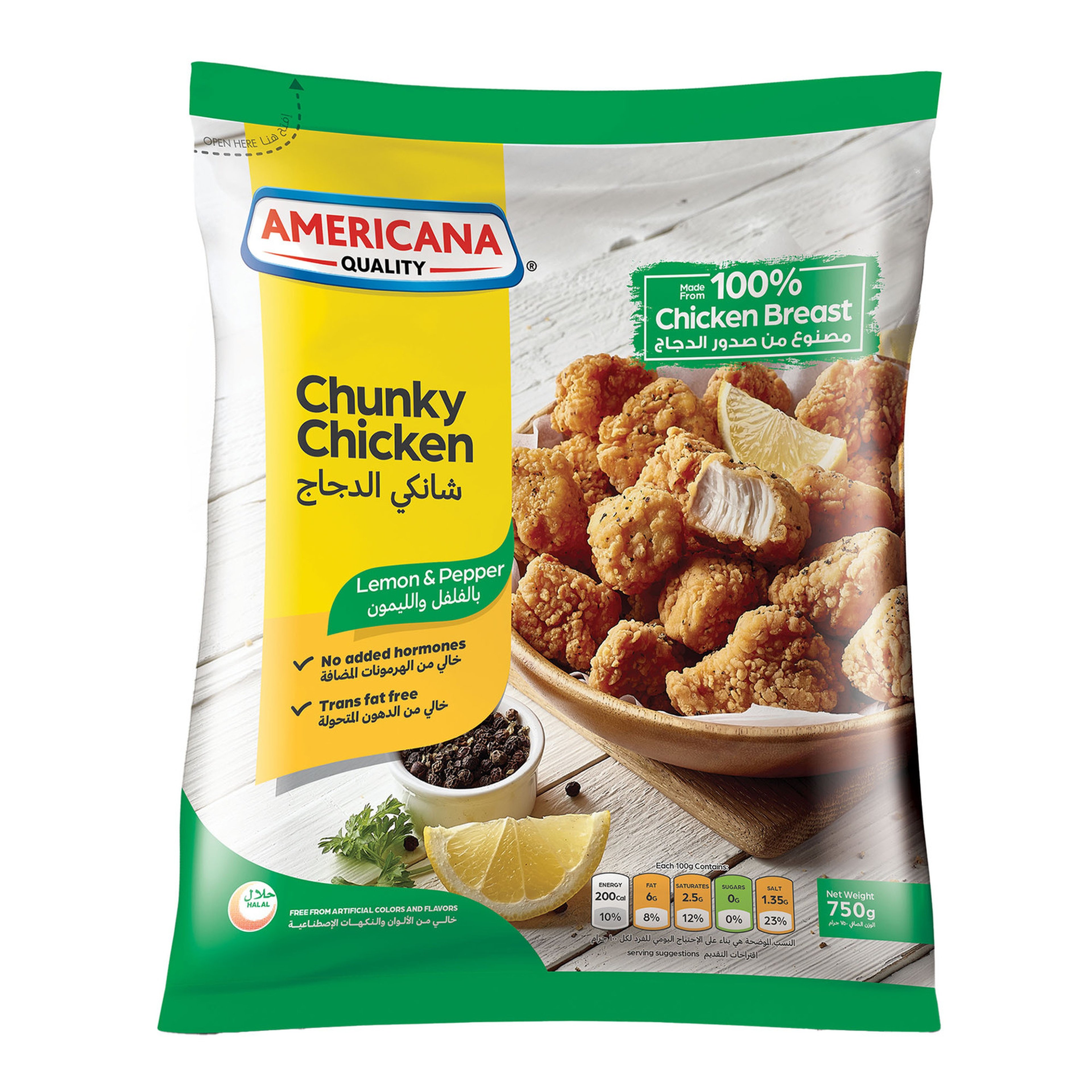 Americana Lemon and Pepper Flavoured Chunky Chicken 750 g