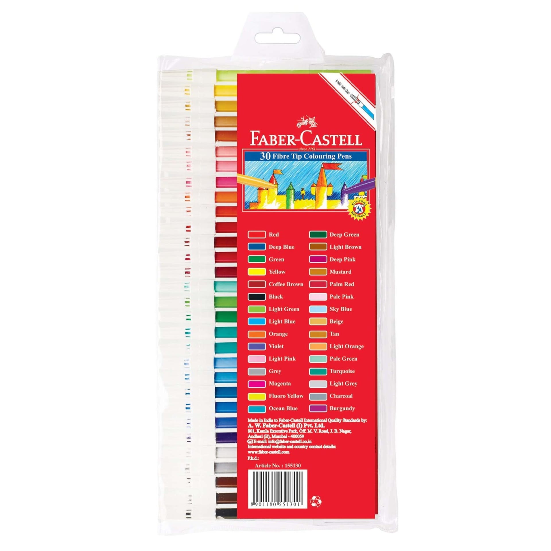 Faber-Castell Fibre Tip Coloring Pens 30 Pieces