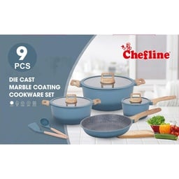 Chefline Diecast Cookware Set with Handle, 9 pcs, K409