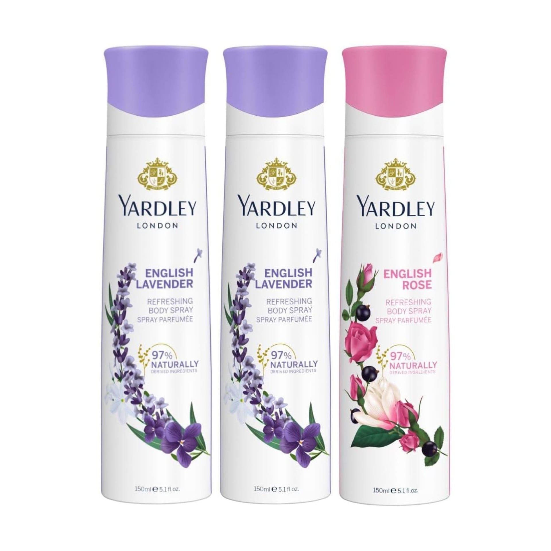 Yardley Body Spray Assorted For Women Value Pack 3 x 150 ml