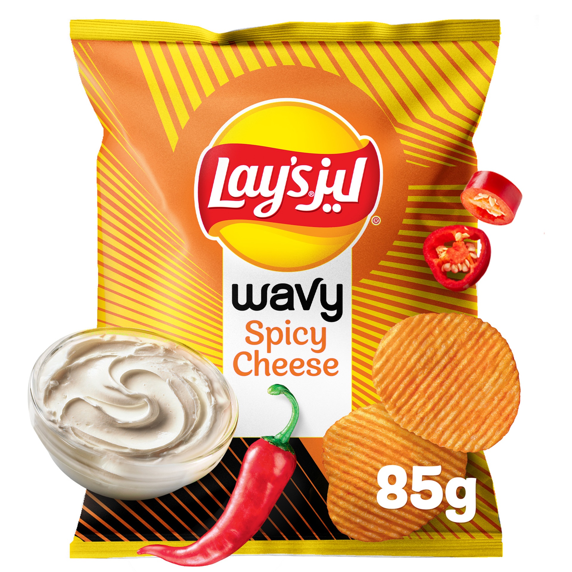 Lay's Wavy Spicy Cheese Potato Chips 85 g