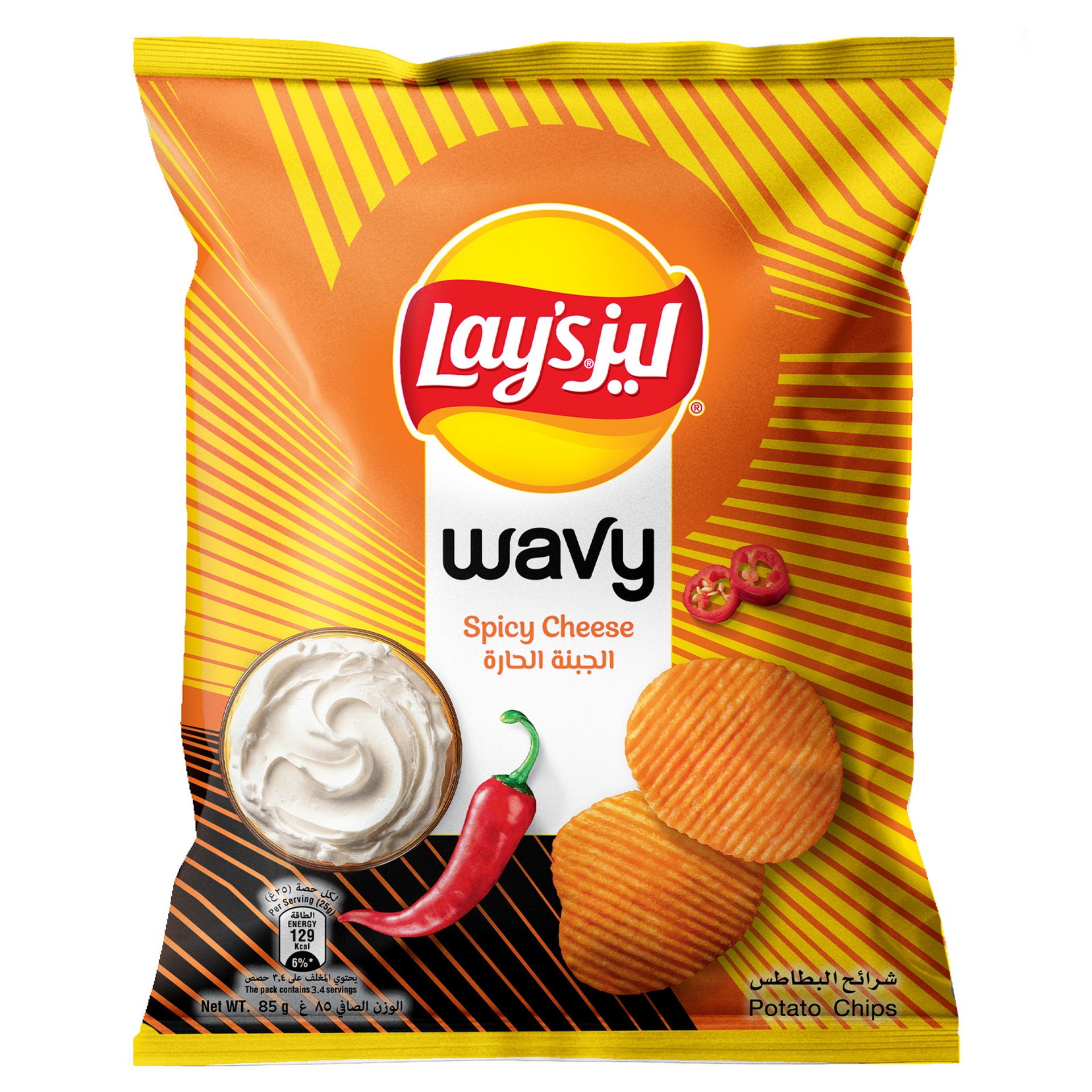 Lay's Wavy Spicy Cheese Potato Chips 85 g