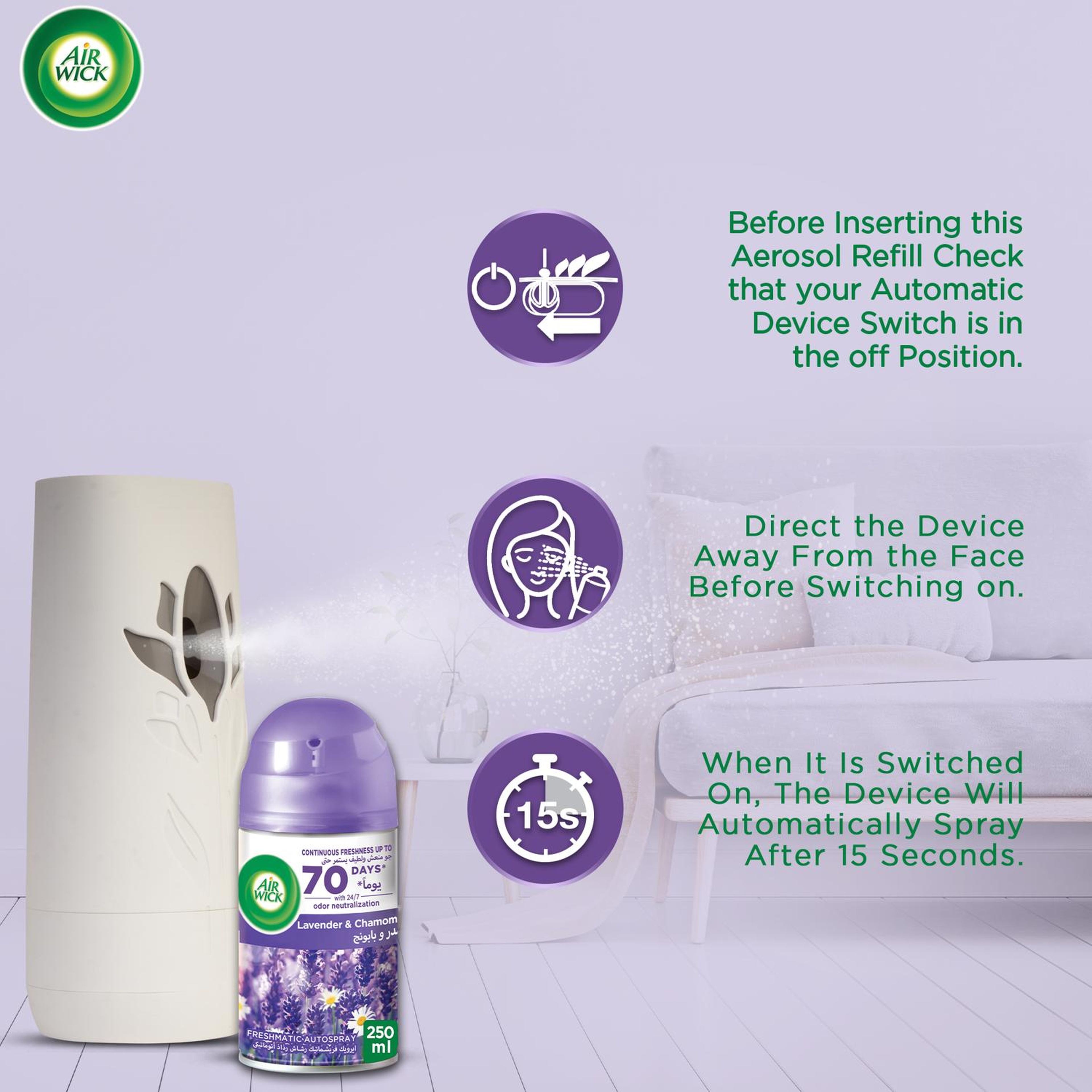 Airwick Freshmatic Automatic Spray Refill Lavender & Camomile 250 ml