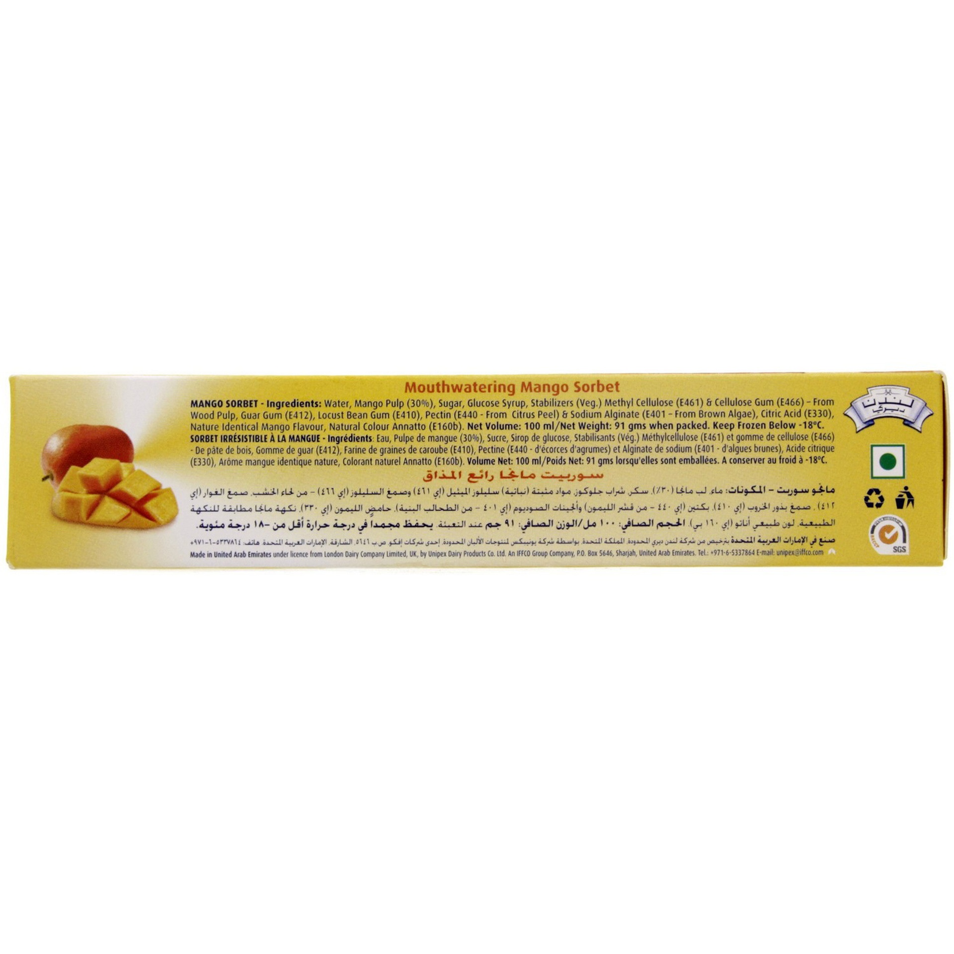 London Dairy Sorbet Mango Stick 100 ml