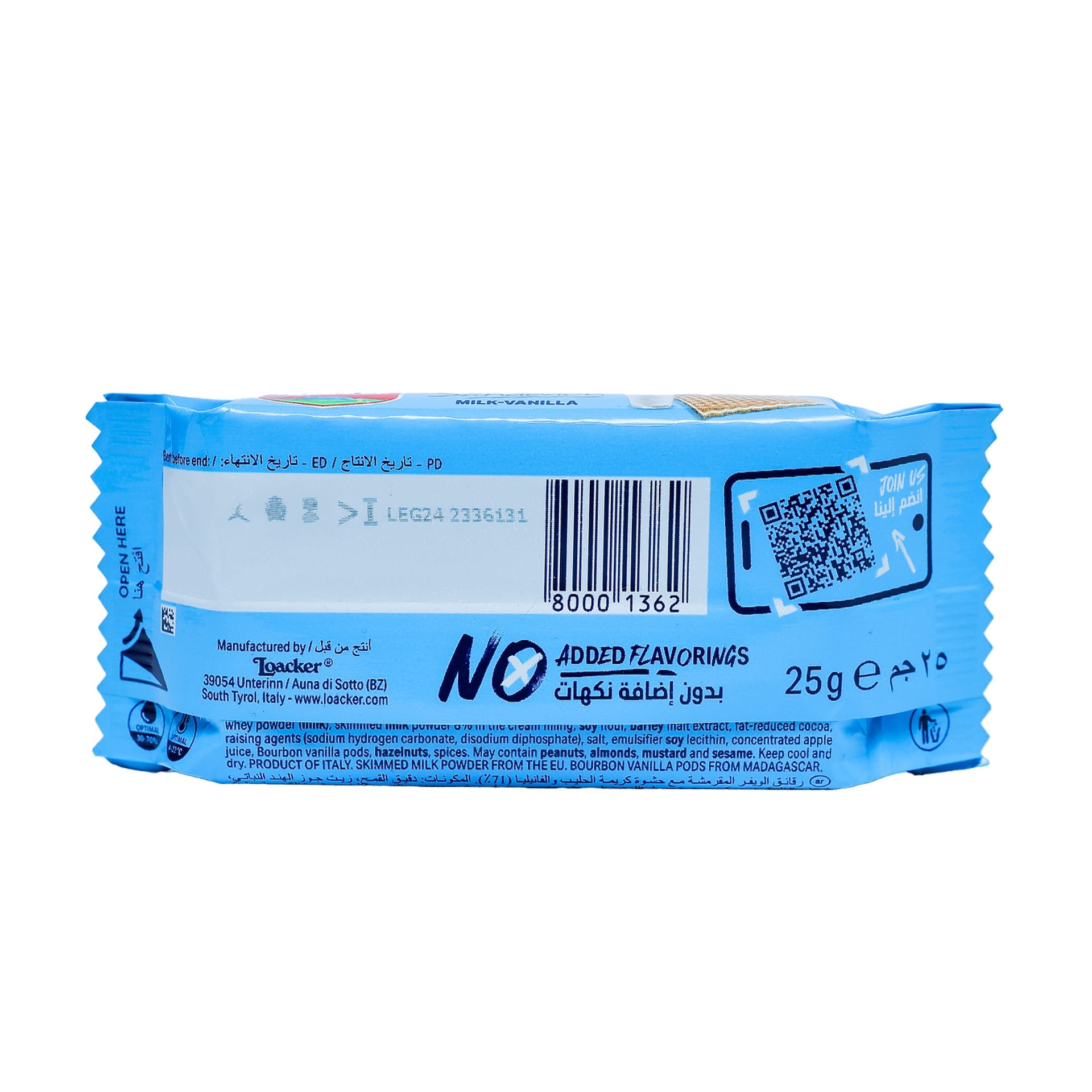 Loacker Milk-Vanilla Sandwich Wafer Biscuit 25 g