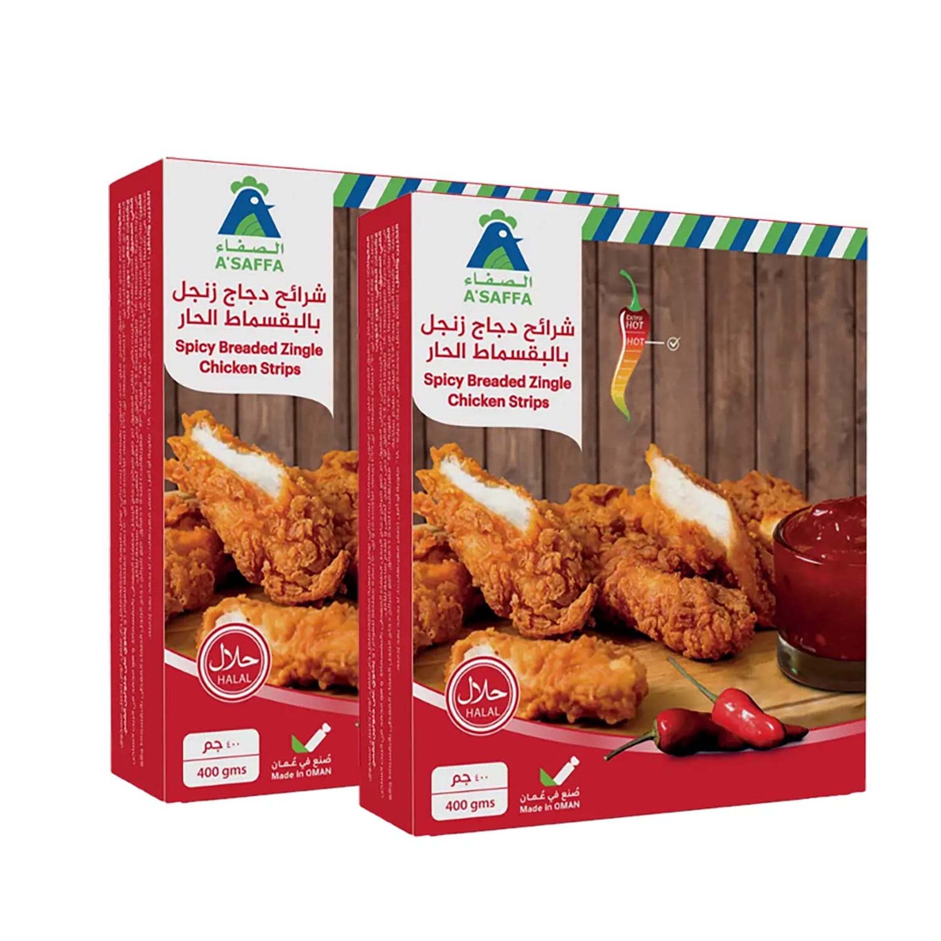 A'Saffa Spicy Breaded Zingle Chicken Strips 2 x 400 g