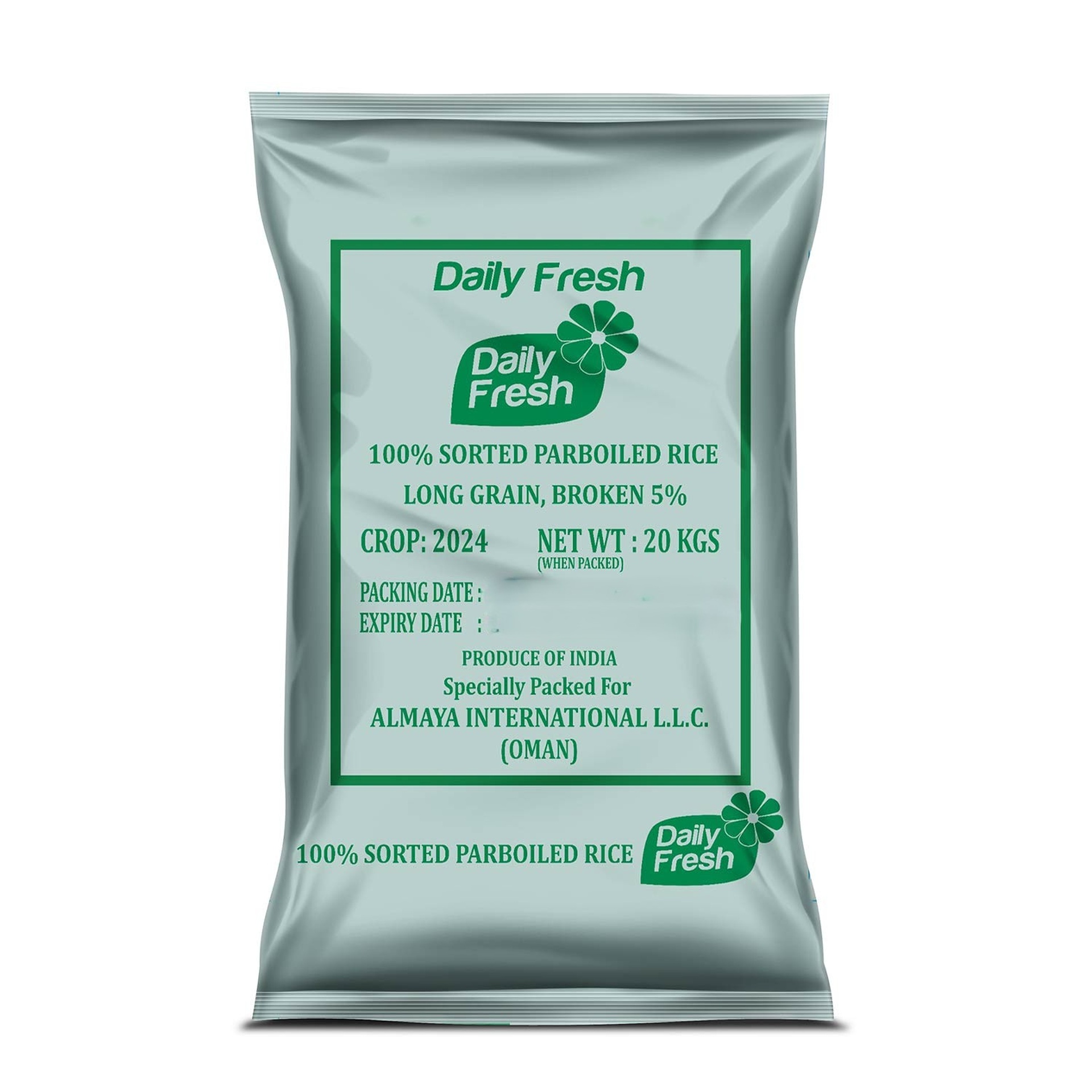 Daily Fresh Sorted Parboile Rice Long Grain 20 kg