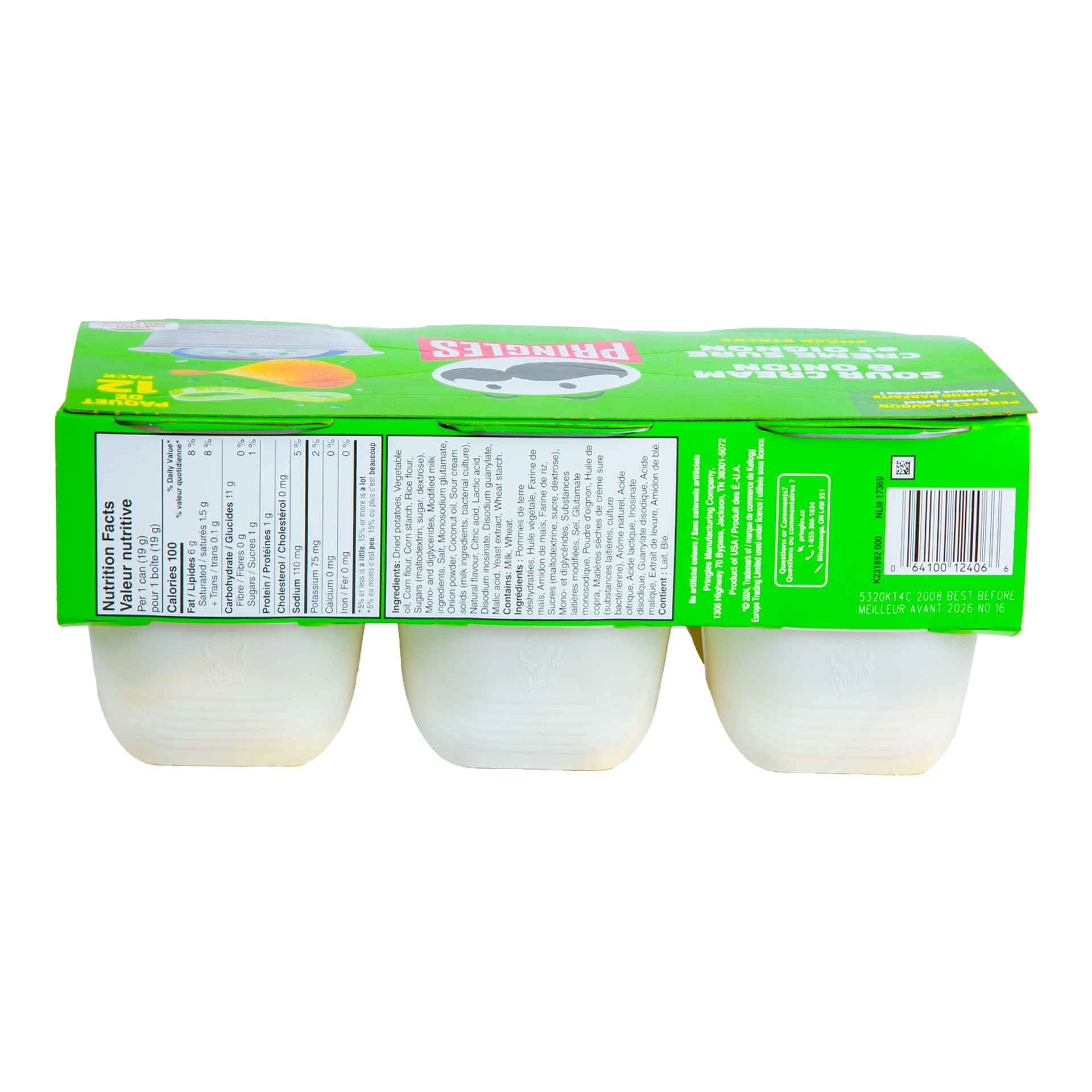 Pringles Snack Stacks Sour Cream & Onion Flavored Potato Crisps 228 g