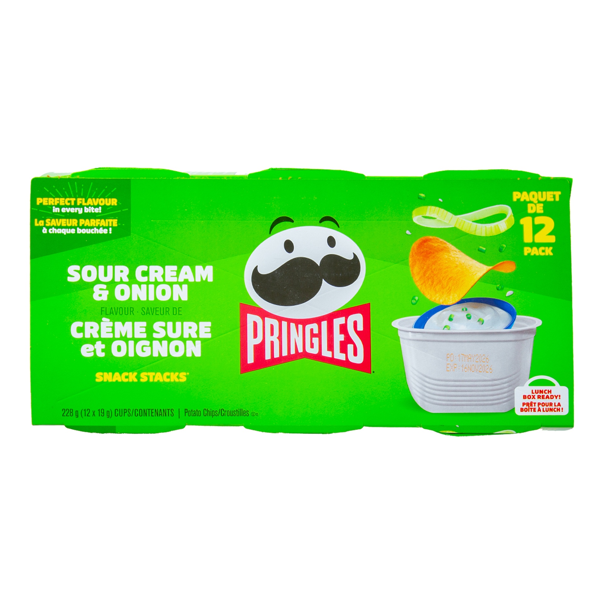 Pringles Snack Stacks Sour Cream & Onion Flavored Potato Crisps 228 g