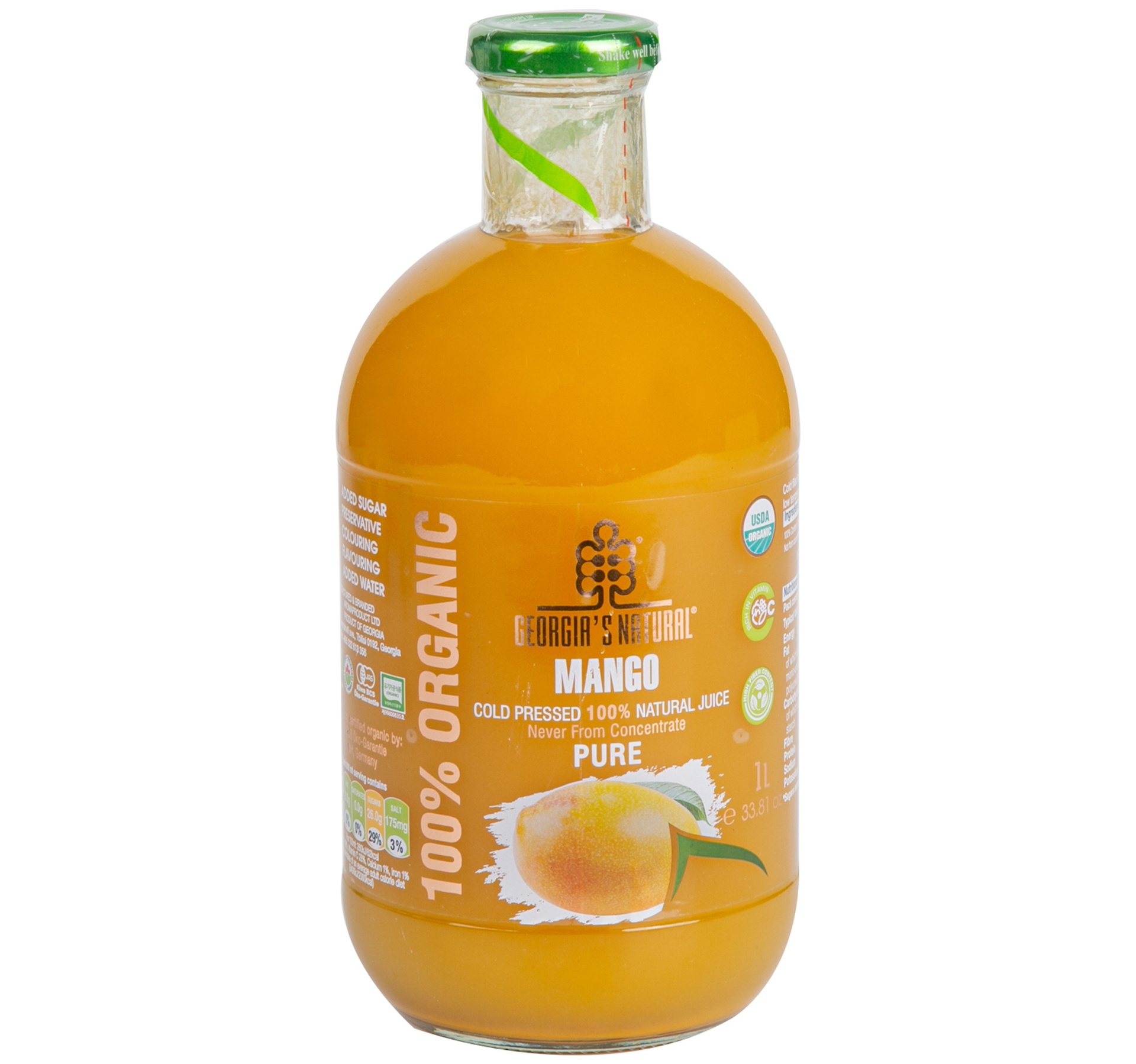 Georgia's Natural Organic Cold Pressed Pure Mango Juice 1 Litre