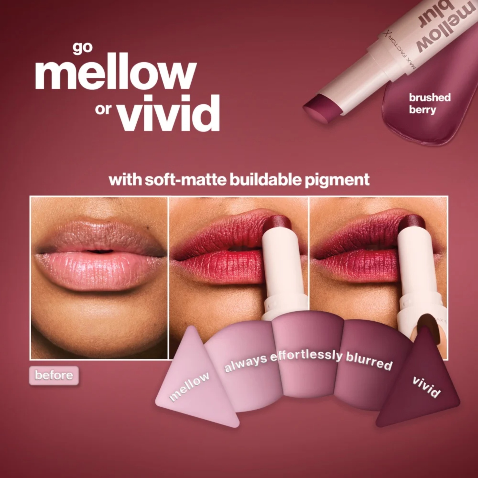 Max Factor Mellow Blur Soft Blurring Lipstick, 010 Mochi Mauve